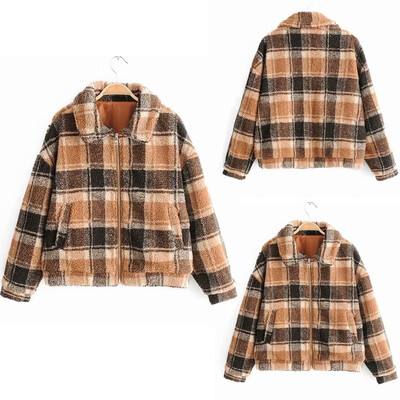 

Toponeto Fashion Women Casual Zipper Pockets Printed Long Sleeve Tops Jacket Coat