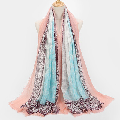 

New retro art national wind cotton&linen scarf female foreign trade color printing scarves shawl wholesale