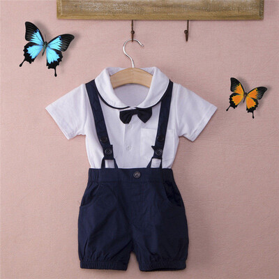 

3PCS Baby Boy Wedding Formal Tuxedo Suit Romper Clothes OutfitHAT Set NEWBORN