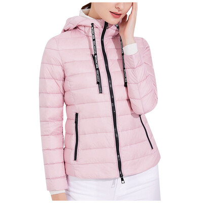 

Toponeto Women Casual Light Outerwear Solid Hooded Zippers Pocket Coat Down Jackets