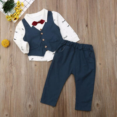 

SUNSIOM Toddler Kid Baby Boy Tuxedo Suit Shirt Waistcoat Pants Formal Outfits Clothes