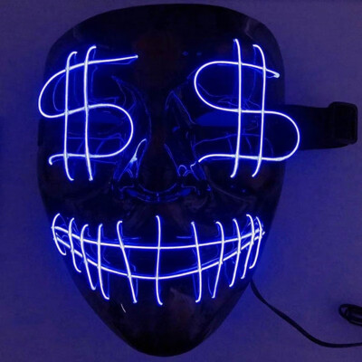 

Halloween Scary Mask Cosplay LED Costume Frightening Glowing EL Wire Light Up Mask For Festival Party Drop ship