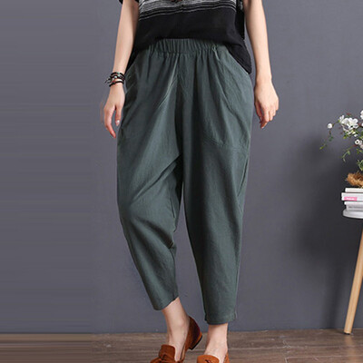 

Tailored Women Casual Solid Trousers Pants Trousers Ladies Loose Pants