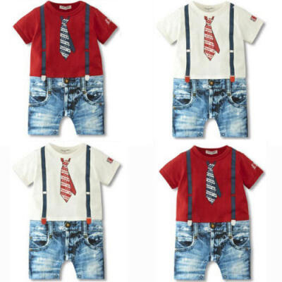 

US Gentleman Baby Kid Boy Infant Romper Jumpsuit Bodysuit Cotton Clothes Outfits