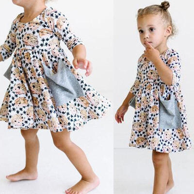 

Baby Girls Kids Toddler Hedgehog Casual Dresses Outfit Clothes Dress