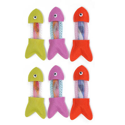 

6pcs Pet Cat Toy Fish Shaped Non-Woven Hose Spring Cats Interactive Toys