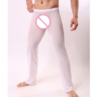 

Mens Pajama Pants Sexy See Through Sleep Bottom Long Home Lounge Nightwear