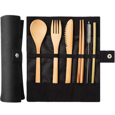 

Toponeto Reusable Tableware Bamboo Cutlery Set Travel Picnic Utensils With Storage Bags