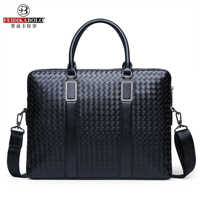 

Woven double zipper mens bag handbag cross section briefcase mens business shoulder Messenger bag computer bag backpack