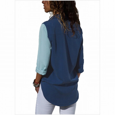 

Suit collar color long sleeve business white collar blouse top
