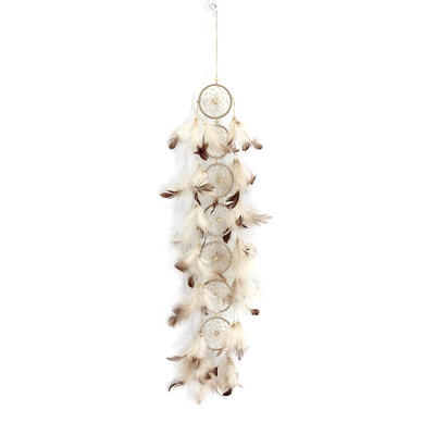 

Simple Pure Handmade Beads Feathers Long Dream Catcher Wall Hanging Pendant