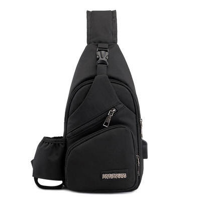 

Pure Color USB Charging Shoulder Pack Men Oxford Cloth Crossbody Chest Bags