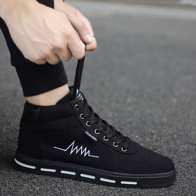 

Summer High-Upper Shoes Mens Korean Version Baitao Leisure Mens Shoes Autumn Canvas Board Shoes Tidal Shoes