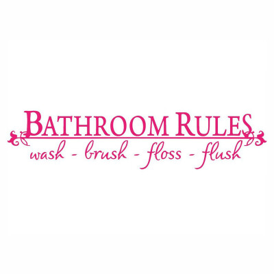 

Toponeto BATHROOM RULES Wash Brush Floss Flush Quote Saying Wall Sticker For Bathroom