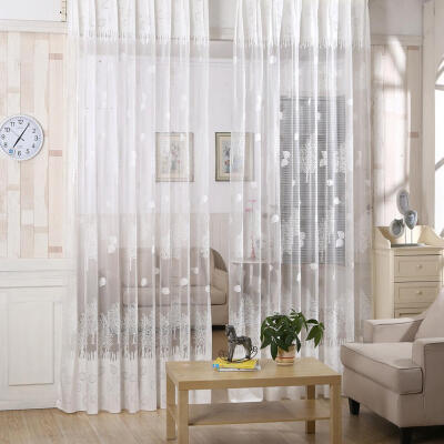 

Leaf Print Tulle Voile Curtains Window Door Curtain for Living Room Bedroom