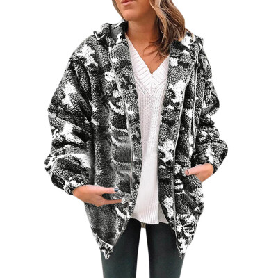 

Womens Winter Fuzzy Fluffy Coat Fleece Fur Jacket Outerwear Camouflage Overcoat