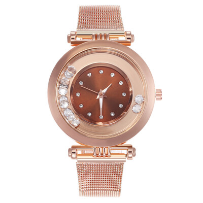 

Explosion models luxury womens watch alloy mesh with rhinestone quicksand quartz watch with the same paragraph