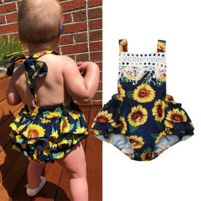 

US Cute Newborn Baby Girl Romper Floral Bodysuit Sunsuit Summer Clothes Outfits