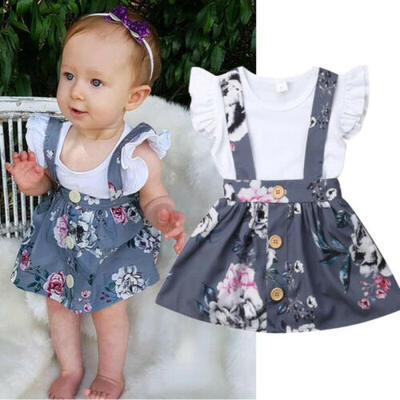 

AU Toddler Kid Baby Girl Tops Romper Floral Overall Skirt Suspender Dress Outfit