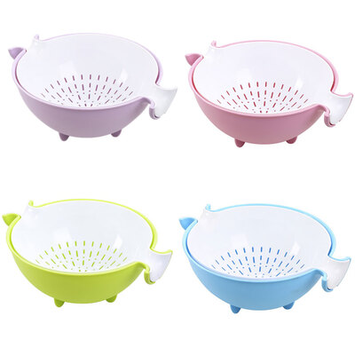 

Strainer Colander Drain Basket Novelty Home Double Layer Fruits Vegetable Cleaning Plastic Basket