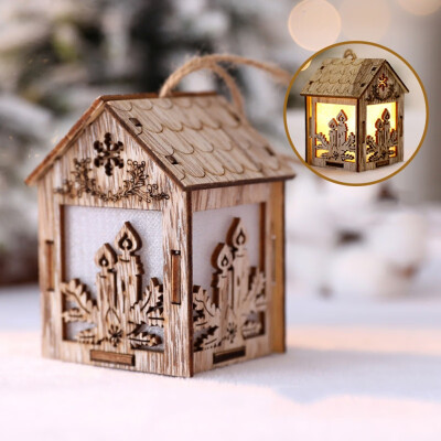 

Christmas LED Cute Luminous Small Wooden House Decoration For Home Hanging Decoration