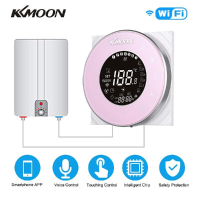 

KKmoon Digital WaterGas Boiler Heating Thermostat with WiFi Connection & Voice Control Energy Saving AC 95-240V 5A Touchscreen LC