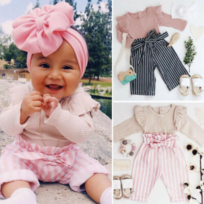 

UK Infant Newborn Baby Girl Romper Bodysuit Long Pants 2PCS Outfit Clothes Set