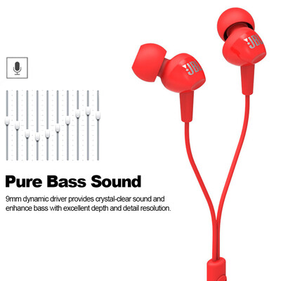 

JBL C100SI 35mm Wired In-ear Headphones Stereo Music Headset Dynamic Earphone One Button Remote Hands-free with Microphone White