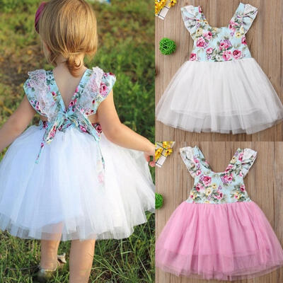

Toddler Baby Flower Girl Party Tulle Tutu Dress Wedding Dresses Princess Dress