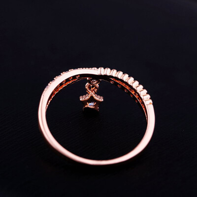 

Delicate Little Star Pendant Cubic Zircon Ring Rose Gold Color Fashion Women Girls Gift Crystal