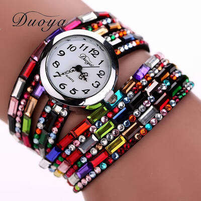 

DUOYA D011 Women Colorful Rhinestones Quartz Bracelet Wrist Watch