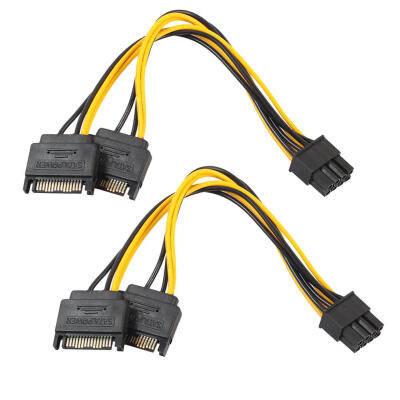 

2pcs Dual 15Pin SATA Male To PCIe 8Pin62 Male Video Card Power Cable