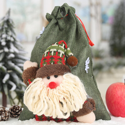 

Toponeto Christmas Linen Drawstring Gift Bag Large Candy Bag Holiday Cartoon Bag