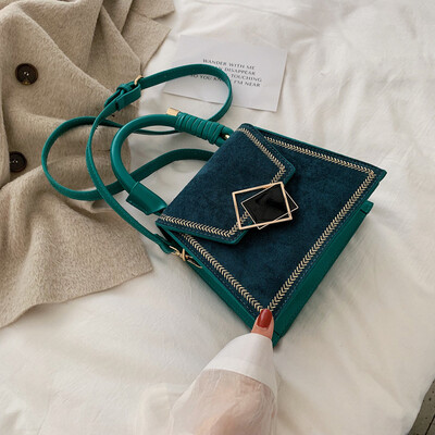 

Texture frosted small bag fashion retro geometric small square bag new 2019ins womens small fresh Messenger bag