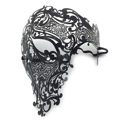 

FUNNYBUNNY Mens Half Face Mask Metal Venice Mens One-eyed Mask Scary Halloween Mask Party Adults New Year New Year