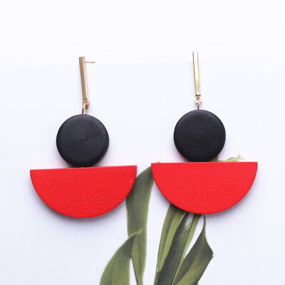 

EK115 Korean Style Fashion Wood Drop Earrings for Women Brincos Dangle Earring Retro Geometric Jewelry Statement Party Gifts