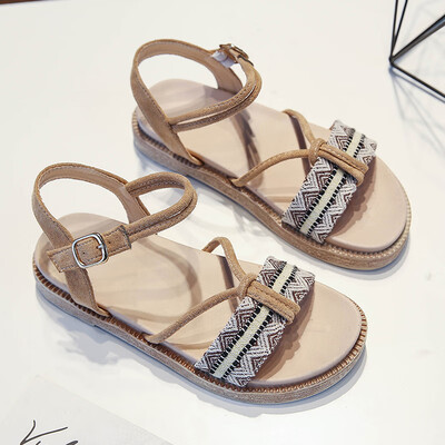 

Sandals female summer students flat Joker Korean thick-soled chic retro Roman beach shoes