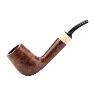 

Greensen 9mm Horn Ring Bruyere Wood Straight Stem Tobacco Pipe Portable Smoking Cigarette with Filter