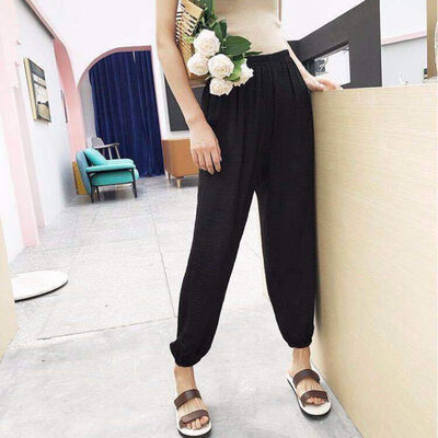 

Loose Casual Solid Color Women Ankle-length Pants Fashion Trend Mid Waist Thin Harem Pants Bloomers