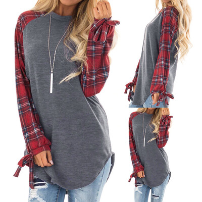 

Starmoon Women Casual Plaid Long Sleeve Pullover Blouse Shirts Sweatshirt GNL