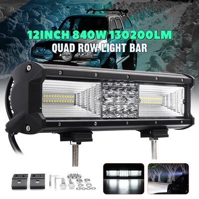 

Quad Row 12inch 840W 68LED Work Light Bar Spot Flood Combo Driving Lamps Waterproof LED Work Light 6000K for SUV Offroad Vehicle