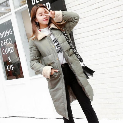 

Down jacket womens winter 2018 new Korean version of long style student cotton-padded jacket shows a trend of thin coats