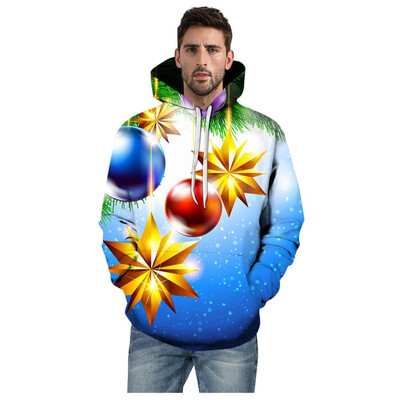 

Toponeto Mens Christmas Casual 3D Print Creative Casual Long Sleeve Shirt Coat Top