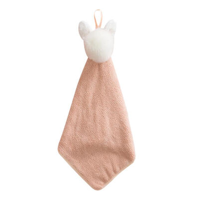 

Cute Rabbit Ears Coral Velvet Hand Towel Absorbent Hanging Cloth Dishcloth