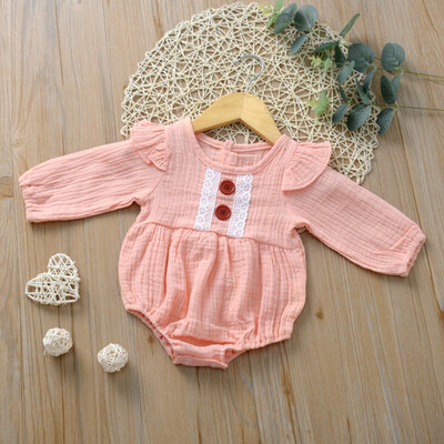 

Newborn Baby Girl Clothes Long Sleeve Button Romper Jumpsuit Bodysuit Outfit
