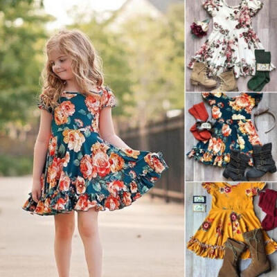 

New Kids Girls Short Sleeve Princess Party Dresses