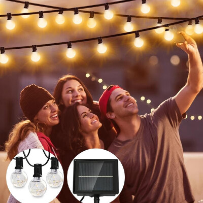 

G40 Solar String Light 25 LED Light Warm White Ambience Connectable OutdoorIndoor Lights Wedding Christmas Camping RV Garden Terr