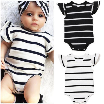 

Newborn Toddler Infant Baby Girl Striped Romper Bodysuit Jumpsuit Clothes Outfit