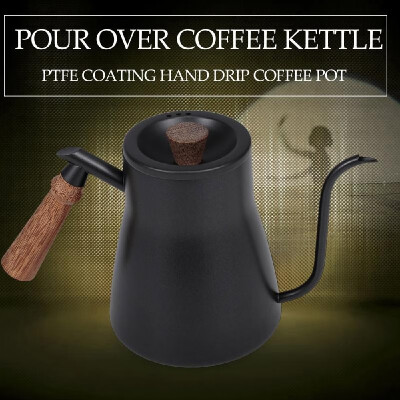 

Pour Over Coffee Kettle with Thermometer Hand Drip Coffee Pot PTFE Coat Wooden Handle Kettle for Kitchen Pour Over Coffee Tea