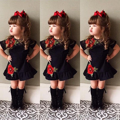 

Cute Toddler Kids Baby Girls 3D Flower Summer Party Dress Sundress Clothes 0-4T